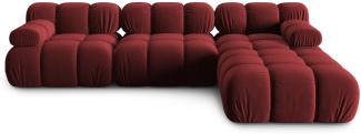 Micadoni Modulares Sofa Bellis 4-Sitzer mit flachem Modul Samtstoff Dunkelrot