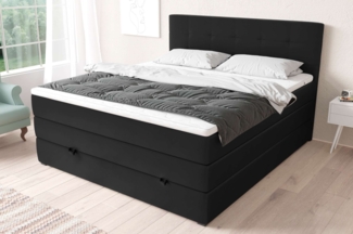 99rooms Madagaskar Boxspringbett Kunstleder MADRYT Schwarz 160x200 cm Bonell-Federung