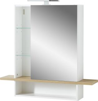 Badezimmerspiegelschrank >M-387< (BxHxT: 90x91x25 cm) in weiss | braun