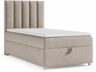 Best for Home Boxspringbett K10 SINGLE mit Bettkasten [mit Kopfteil] [mit Topper] (Beige 70x200)