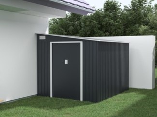 Vente-unique - Gartenhaus Metall mit Anlehnfunktion - 5,49 m² - verzinkter Stahl - Anthrazit - DAUSTIN