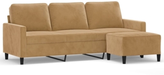 vidaXL 3-Sitzer-Sofa mit Hocker Braun 180 cm Samt 3201062