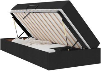 vidaXL Aufbewahrungsbett mit Matratze Schwarz 90 x 200 cm Polyester 3399636