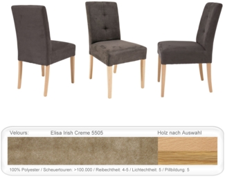 Stuhl Agnes 2 Varianten Polsterstuhl Esszimmerstuhl Massivholzstuhl Buche natur lackiert, Elisa Irish Creme
