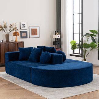 Flieks Sofa, modulares Wolkensofa knochenlos & segmentiert für Wohnzimmer & Schlafzimmer, Chenille, Blau
