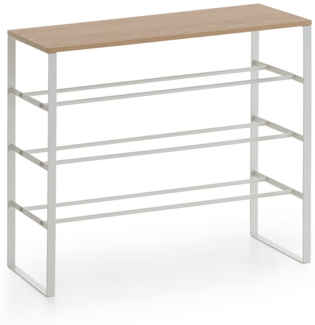 Homes & Jones Schuhregal Susi 66x25x61 cm mit 4 Ebenen - Offenes Schuhregal aus Holz und Metall - Modernes Regal für Flur, Diele & Schlafzimmer - platzsparend, stabil & stilvoll