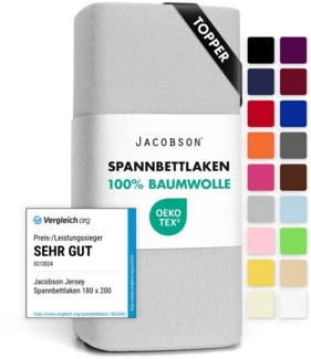 Jacobson Spannbettlaken TOPPER aus 100% Baumwolle, Jersey Bettlaken 160 g/m², Spannbetttuch mit Gummizug, OEKO-TEX®, pflegeleicht, viele Farben
