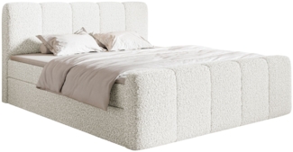 Selsey 'Cloudy II' Boxspringbett mit Bettkästen und Topper Bouclé Creme, 200x200 cm
