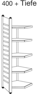 Kerkmann Design-Regal M2 Eckfeld BXHxT 400x2200x600mm 5 Böden alusilbe