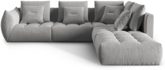 Micadoni Ecksofa Bloom 4-Sitzer Samt Grau Rechts