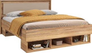 Home affaire Bettgestell Wharton, 140, 160 oder 180cm Breite, Made in Europe (mit oder ohne Stauraumschubladen), Doppelbett mit offenen Regalen, FSC-zertifizierter Holzwerkstoff
