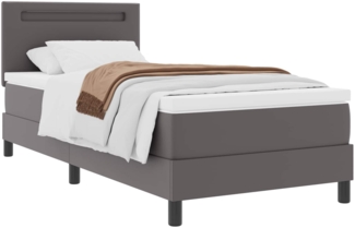vidaXL Boxspringbett mit Matratze Grau 90 x 190 cm Kunstleder 3339030