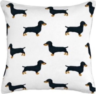 Yve! Decoration Zierkissenhülle Dackel - ca. 50 x 50 cm weiß braun