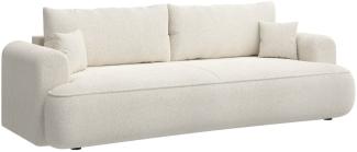 Selsey Ovo - 3-Sitzer Schlafsofa mit Bettkasten, Chenille-Bezug in Creme, 250 cm