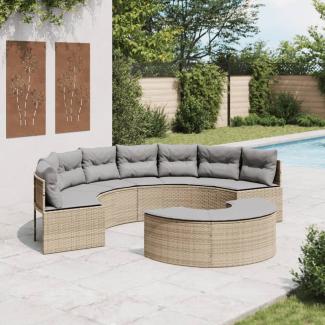 vidaXL 2-tlg. Garten-Sofagarnitur Halbrund Beige Poly-Rattan 3262072