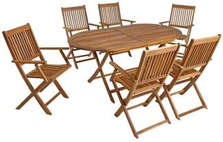Gartenmöbel Sitzgruppe Gartentisch 6 Stühle mit Armlehnen Gartenset klappbar