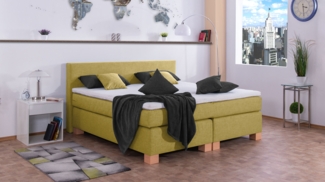 Meisterbetten Boxspringbett Vita 140x200 in W-Bambus, Matratzenbezug Nano, Komfortschaum-Topper