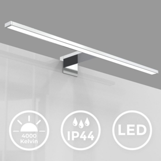 B.K.Licht LED Spiegelleuchte Badleuchte LED Spiegelleuchte Badezimmer IP44 chrom BKL1113, LED fest integriert, 3000K - Warmweiß, 4000K Schminklicht 8W 780lm Badezimmer-Beleuchtung Spiegelschrank Flur