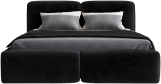 Polsterbett OLKE 140x200 mit Matratze, Bettkasten und Lattenrost. Farbe: Schwarz 20