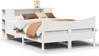 vidaXL Massivholzbett ohne Matratze Weiß 150x200 cm Kiefernholz 3323297