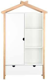 Kleiderschrank Hausform 1 Tür 3 offene Fächer 1 Schublade Kinderzimmer Kinderzimmerschrank Art. 46 1870 x 510 x 1120
