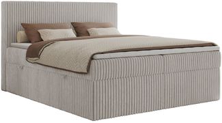MKS MÖBEL Boxspringbett TILIANO (Packung, Set, Gepolstertes Kopfteil, Visco-Topper, Polsterbett, T30-Schaum), Doppelbett, Multipocket-Matratzen, Zwei Bettkästen, Cord Bett