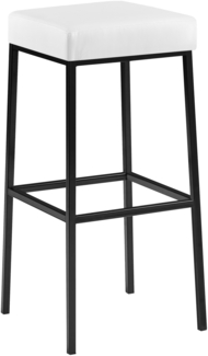 Barhocker BIDAN - Kunstleder Weiß 37 x 37 x 83 cm | Barstuhl Mit Lehne Tresenhocker Tresenstuhl Kneipenhocker Kneipenstuhl