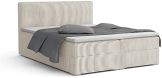 Deine Möbel 24 Boxspringbett LON IV Boxspring Komplettbett Polsterbett Bonellfederkernmatratzen (Cord Beige Creme Grau Dunkelgrau Graphit Schwarz, 3-St, Boxbett Cord Cord-Samt 140x200 160x200 180x200 200x200), inkl. Bettkasten Topper Matratzen H3 H4