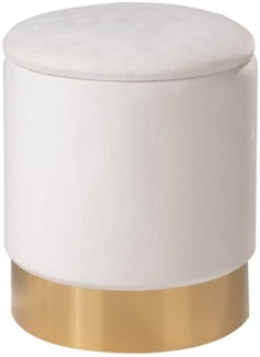 Home4You Sitzhocker mit Deckel, Ø 31 cm, Beige, Goldgelb, Samtbezug, mit abnehmbarem Deckel