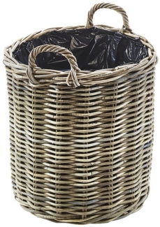 Kobolo Pflanzkübel Pflanzkorb aus grauem Rattan mit Folie klein