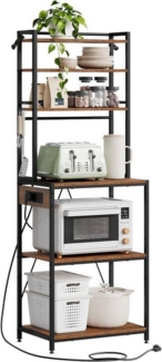 Woltu Küchenregal, 1-tlg, 6-stöckig, 6 Haken, Metallrahmen, mit Steckdosen