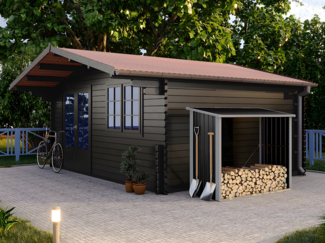 Vente-unique - Kaminholzregal - Metall aus verzinktem Stahl - 2,23 m3 - 182 x 83 x 148cm - DERWOOD