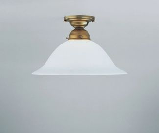 Berliner Messinglampen Deckenleuchte, Ø 30x18 cm, Glas opalweiß / Messing, E27 - ohne Leuchtmittel
