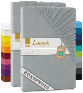 Lavea Spannbettlaken Maya, in Gr. 60x140, 90x200, 120x200, 140x200, 180x200 oder 200x220 cm, Baumwolle, Gummizug: rundum, (2 Stück), Jersey Spannbetttuch für Topper, Boxspring- und Wasserbetten