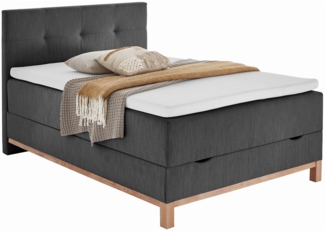 Boxspringbett Calais / Catania , Stoff , Schwarz , 142 x 116 x 209 cm