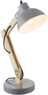 Tischlampe Leselampe Tischleuchte Schreibtischlampe Holz Metall grau 21503