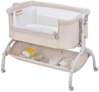 COSTWAY Beistellbett, Stubenwagen, 7 Fach höhenverstellbar, Babybett