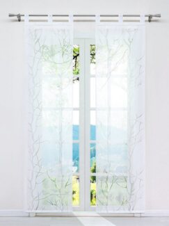 Joyswahl Gardine (2 St), Schlaufen, halbtransparent, 2er Set, Voile, Ausbrenner in Zweig-Muster