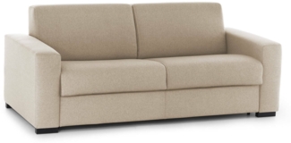 Dmora 2-Sitzer Schlafsofa Akito, Wohnzimmersofa mit drehbarer Öffnung aus gepolstertem Stoff, schmale Armlehnen, 100 % Made in Italy, cm 180x95h90, Beige