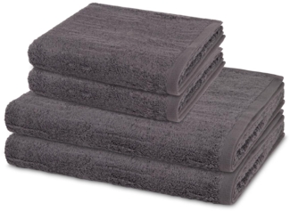 Ross Premium 4 tlg. Frottier-Set - 2 X Handtuch (50 X 100cm), 2 X Duschtuch (70 X 140cm) - 500 - Schiefer