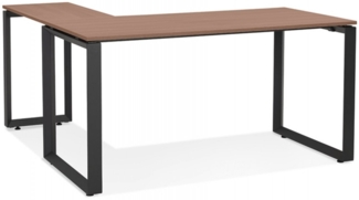 Eckschreibtisch BAKUS | Der Designer-Eckschreibtisch „BAKUS“ aus Holz mit Walnuss-Finish und schwarzem Metall – 160 cm – verleiht Kadima Design