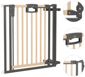 Geuther Türschutzgitter Treppenschutzgitter ohne Bohren Easylock 84,5-124,5 cm, Kinderschutzgitter zum Klemmen - inkl. Türstopper