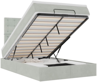 vidaXL Ottoman-Bett mit Matratzen & LEDs Hellgrau 120x200 cm Samt 3314456