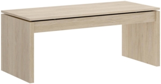 Dmora Audi-Couchtisch, Wohnzimmer-Zeitungsständer mit Ablagefach, niedriger hochklappbarer Couchtisch, 102 x 50 x 43 cm, Eiche