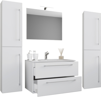 VCM Badmöbel Waschtisch Badinos 915085 Weiß H. 150 x B. 130 x T. 46 cm