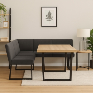 HTI-Living Eckbank Eckbank 192 x 152 cm Schwarz (Stück, 1-St, 1 Eckbank), Sitzbank Polsterbank Kunstlederbezug Metallgestell