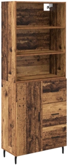 vidaXL Highboard mit Schubladen 2 pcs Altholz Engineered Wood und Glas 3415816