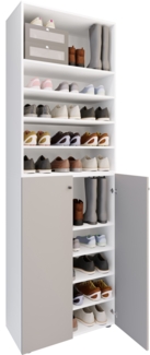 VCM Schuhschrank Lona 919236 Weiß / Grau H. 220 x B. 70 x T. 40cm