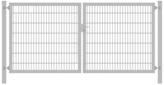 Einfahrtstor Classic Plus (2-flügelig) symmetrisch Verzinkt 6/5/6er Doppelstabmatte Breite 200 cm x Höhe 120 cm