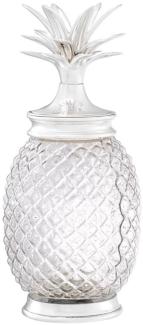 Casa Padrino Luxus Vorratsglas mit Deckel im Ananas Design Silber Ø 16,5 x H. 36,5 cm - Designer Deko Accessoires